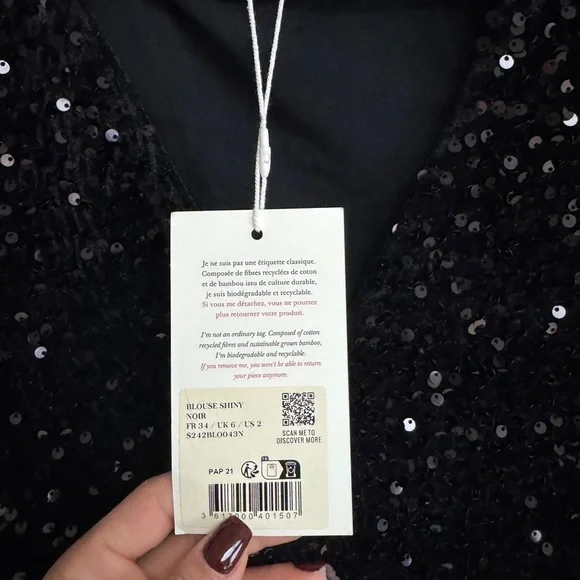 NWT sézane shiny sequin blouse - Picture 5 of 5